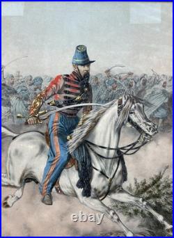 Original Lithography Antique F. Bastin Series Galerie militaire