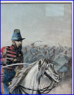 Original Lithography Antique F. Bastin Series Galerie militaire