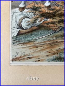 Original Lithography Antique F. Bastin Series Galerie militaire