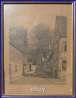 Otto Holm / Rue Ensoleillée / Originale Lithographie Datée 1928 Otto Holm / Rue Ensoleillée / Originale Lithographie Datée 1928