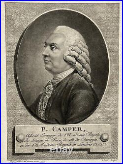 PETRUS CAMPER Portrait GRAVURE Vinsac PUJOS Medecine 1777