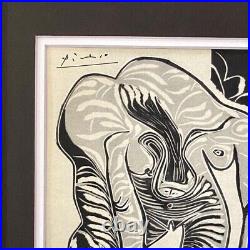 Pablo Picasso 1955 Signée Superbe Imprimé Mat Et Encadré