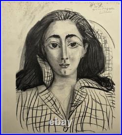 Pablo Picasso, Portait de Jacqueline, Lithographie originale signée, datée, 1958