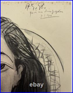 Pablo Picasso, Portait de Jacqueline, Lithographie originale signée, datée, 1958