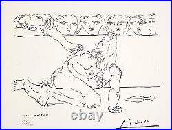Pablo Picasso, lithographie originale 1973/ Minotaure mourant/ Signée, numérotée