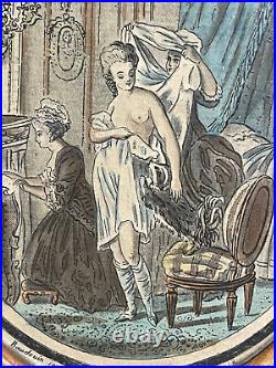 Paire de gravures curiosa XVIIIème siècle érotisme nu féminin scène érotique