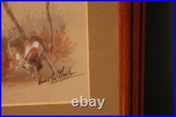 Paire de lithographies originales signées Hervé Le Mesle scènes de chasse