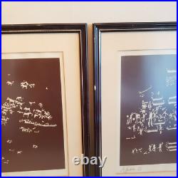 Paire de lithographies signées, numérotées et encadrée M. Gubler