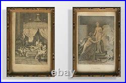 Paire gravures encadrée scènes galantes XIXe