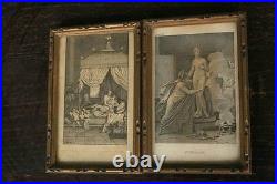 Paire gravures encadrée scènes galantes XIXe