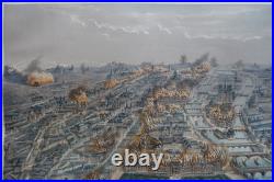 Paris incendié lithographie originale colorisée de Ch. Rivière imp Lemercier XIX