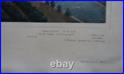 Paris incendié lithographie originale colorisée de Ch. Rivière imp Lemercier XIX