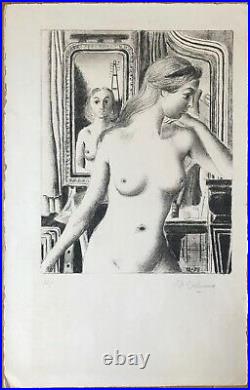 Paul Delvaux Rare Lithographie Originale 1975 Réflexion Lithograph Mourlot