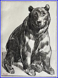 Paul JOUVE Gravure Animalière Lithographie ART DECO Ours Bear Tragen Oso