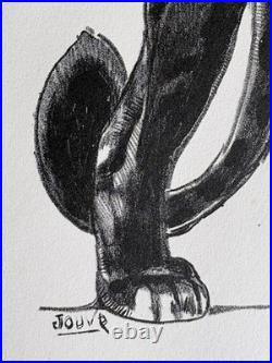 Paul JOUVE Gravure Animalière Lithographie ART DECO Panthère Noire Black panther
