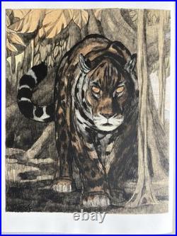 Paul JOUVE Gravure Animalière Lithographie ART DECO Panthère Tigre Tiger panther