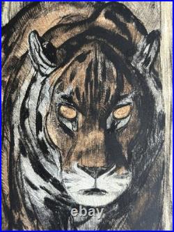 Paul JOUVE Gravure Animalière Lithographie ART DECO Panthère Tigre Tiger panther