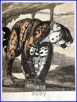 Paul JOUVE Gravure Animalière Lithographie ART DECO Panthère Tigre Tiger panther