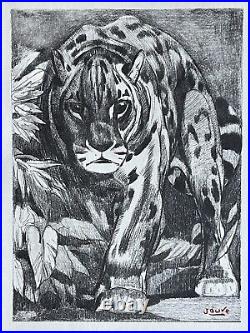 Paul JOUVE Gravure Animalière Lithographie ART DECO Panthere panther Tigre Tiger