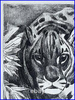 Paul JOUVE Gravure Animalière Lithographie ART DECO Panthere panther Tigre Tiger