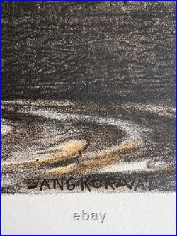 Paul JOUVE Gravure Lithographie Art Deco Éléphant Cornac Au Temple Angkor Vat