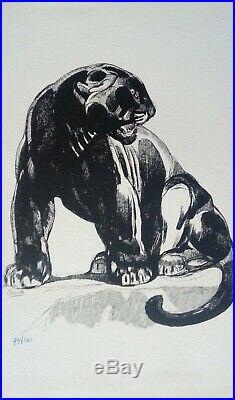 Paul JOUVE, Panthere assise, 1947, lithographie numérotée