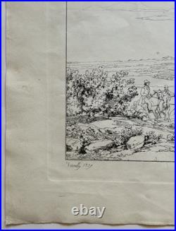Paysage GRAVURE Italie ACHILLE VIANELLI XIX°