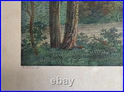 Paysage animés, Paire de gravures en couleur par Benedikt Piringer, XIXe Paysage animés, Paire de gravures en couleur par Benedikt Piringer, XIXe