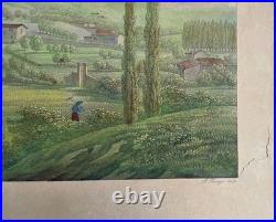 Paysage animés, Paire de gravures en couleur par Benedikt Piringer, XIXe Paysage animés, Paire de gravures en couleur par Benedikt Piringer, XIXe