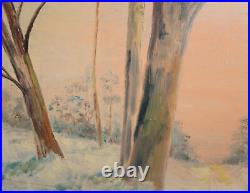 Paysage de forêt d'hiver de peinture à l'huile vintage