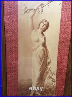 Pendant Lithographies Art Nouveau Signée Jean Benner 1885 Allégories Saisons