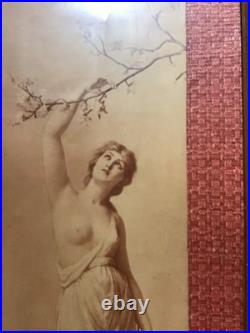 Pendant Lithographies Art Nouveau Signée Jean Benner 1885 Allégories Saisons