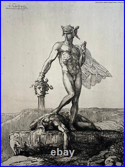 Persee GRAVURE Eau Forte FRANCOIS CHIFFLART Cadart Perseus XIX°