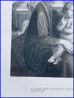 Perugino La Trois Saints Femmes 1872 Antiquarische Table en Acier Gravure
