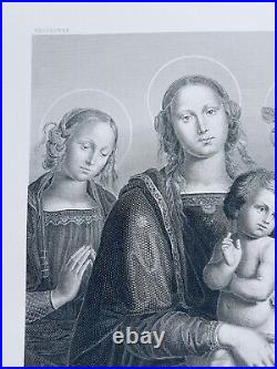 Perugino La Trois Saints Femmes 1872 Antiquarische Table en Acier Gravure