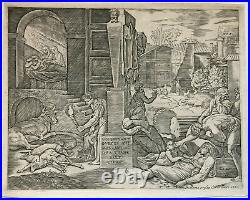 Peste de Phrygie (Il Morbetto), gravure originale Marcantonio Raiomondi /Raphael