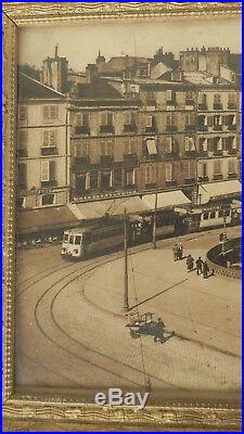 Phototypie ancienne Bayonne vers 1920-30, Tramway publicité Martini, Pays Basque
