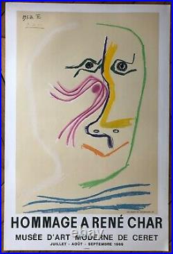 Picasso affiche lithographie 1969 Mourlot hommage à René Char Musée de Ceret