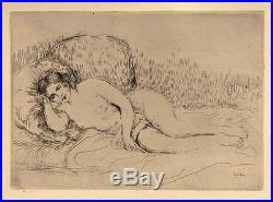 Pierre Auguste Renoir Estampe Gravure Nu Allonge Vers La Gauche 1906 Print Nude