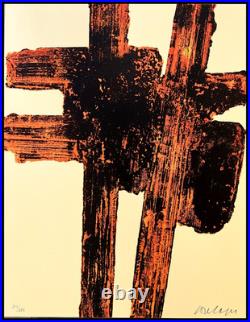 Pierre Soulages Lithographie COA Originale Signée Op Numérotée Au Crayon Limitée