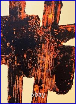 Pierre Soulages Lithographie COA Originale Signée Op Numérotée Au Crayon Limitée