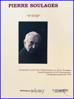 Pierre Soulages Lithographie COA Originale Signée Op Numérotée Au Crayon Limitée