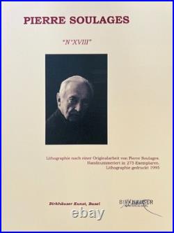 Pierre Soulages Lithographie COA Originale Signée Op Numérotée Au Crayon Limitée