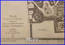 Plan ancien du Jardin de Monceau Epreuve originale réalisée en 1783