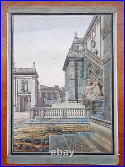 Planche Aquarellée / Rome / Architecture / de P. CLOCHAR, Élève de PERCIER