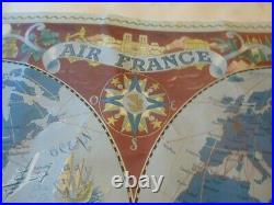 Planisphère Années 50 Air France Lucien Boucher Carte du Monde -Original