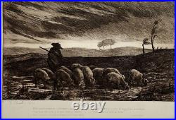 Porcher GRAVURE Eau Forte FELIX BRACQUEMOND Charles Chaplin 1861