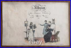 Port-folio de 16 lithos de Langlumé coloriées 1825 Album des jeunes artiste