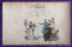 Port-folio de 16 lithos de Langlumé coloriées 1825 Album des jeunes artiste