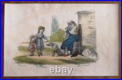Port-folio de 16 lithos de Langlumé coloriées 1825 Album des jeunes artiste
